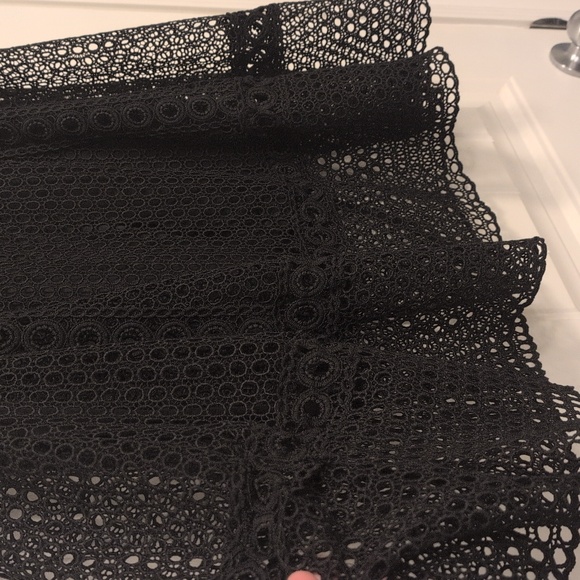 Black Geometric Eyelet Lace Midi Skirt - Whimsigoth Grunge Style SZ 10 - Picture 13 of 16